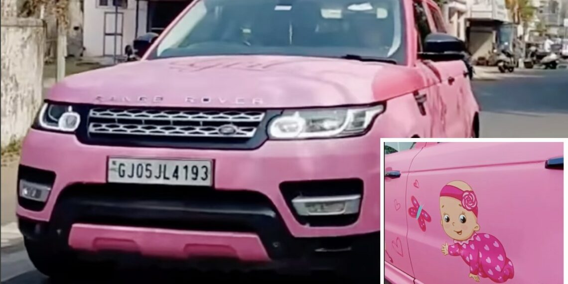 Range Rover Pink Wrap Daughters Birth