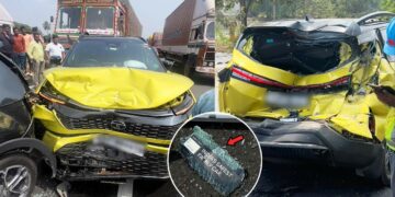 Tata Harrier Facelift Accident Between Truck and Suv