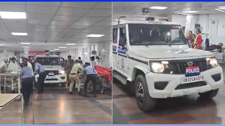 Police Drive Mahindra Bolero Inside Hospital