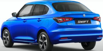 Next-gen Maruti Dzire Digitally Rendered Rear Profile