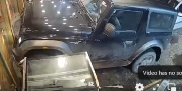 Mahindra Thar Crashes Into Showroom