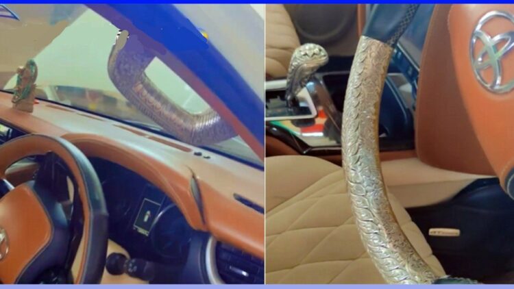 Toyota Fortuner with Silver Steering Wheel Cover Gear Knob and Grab Handle