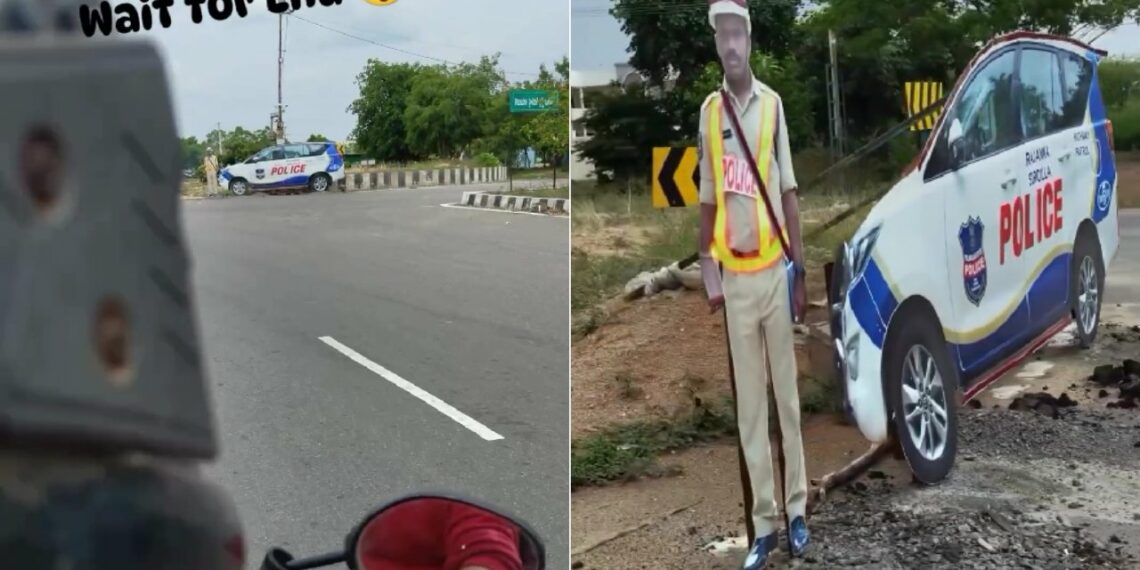 Biker Wears Helmet After Watching Fake Cop Car