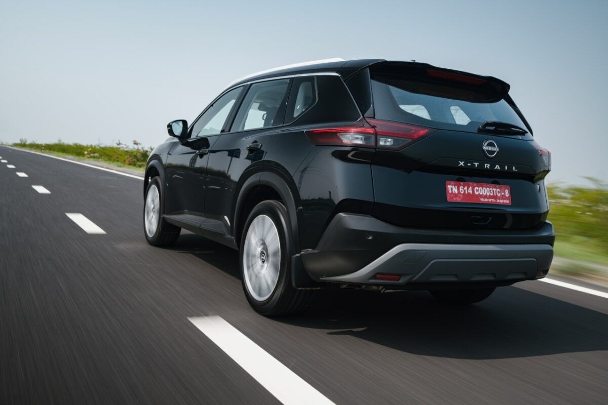 New Nissan X trail Review Image Rear Three Quarters Action Shot