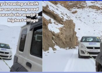 Maruti Jimny Tows Swift on Snow