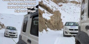 Maruti Jimny Tows Swift on Snow