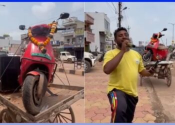 Ola Electric Scooter Owner Protests by Song Outside Dealership