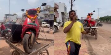 Ola Electric Scooter Owner Protests by Song Outside Dealership