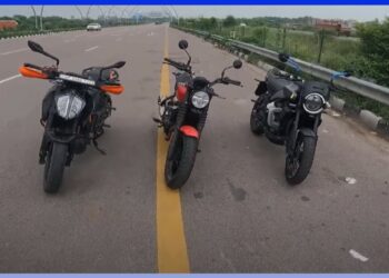 RE Guerrilla 450 vs KTM Duke 390 vs Husqvarna Svartpilen 401 Long Race