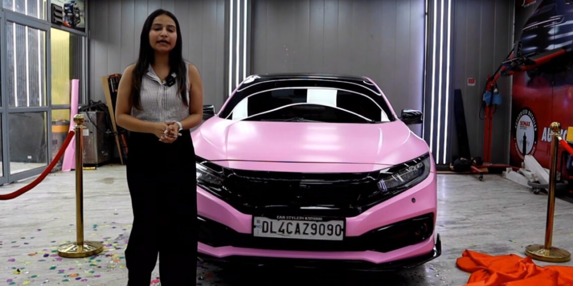 Modified Honda Civic Barbie Pink Wrap