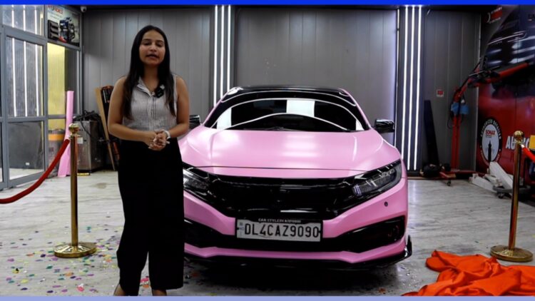 Modified Honda Civic Barbie Pink Wrap