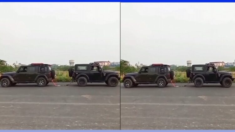 Jeep Wrangler Vs Mahindra Thar Tug of War