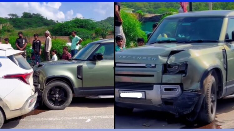 Land Rover Defender Hits Kia Carens