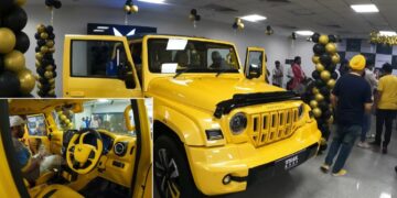 All yellow Mahindra Thar Roxx Delivery