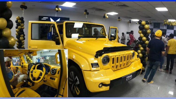 All yellow Mahindra Thar Roxx Delivery