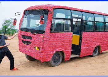 Bus Covered in 1000000 Fire Crackers