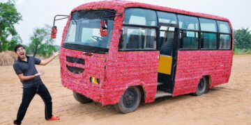 Bus Covered in 1000000 Fire Crackers