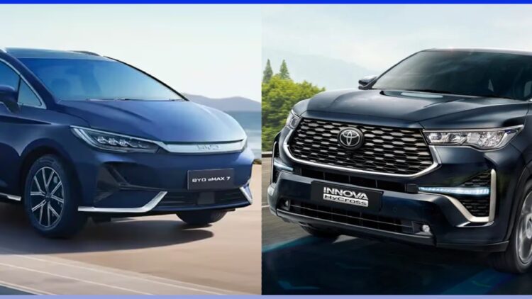 Byd Emax 7 Vs Toyota Innova Hycross Prices Specs Features Design Comparison