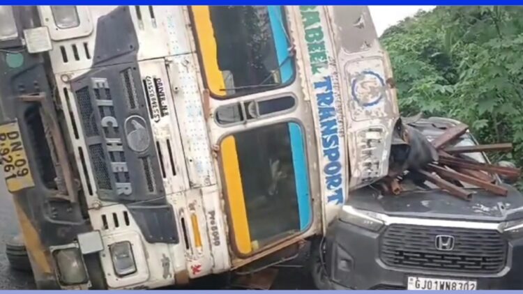 Fully Loaded Truck Falls on Honda Elevate