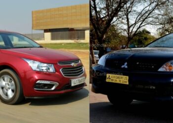 Chevrolet Cruze Mitsubishi Cedia Front Three Quarters CarBlogIndia