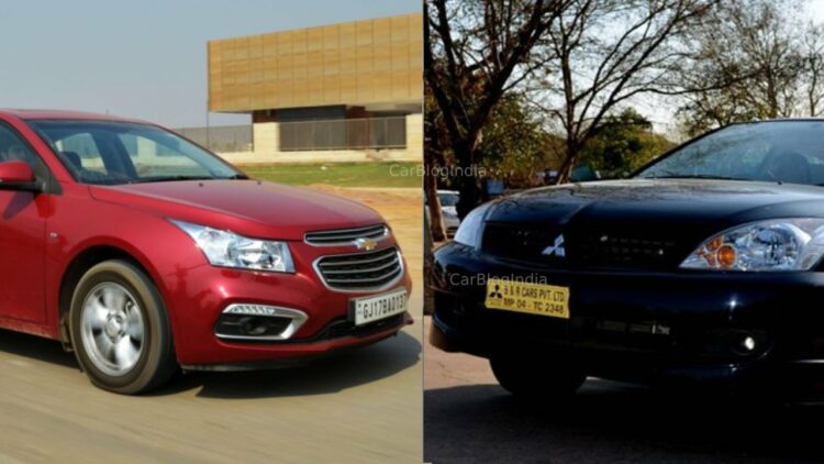 Chevrolet Cruze Mitsubishi Cedia Front Three Quarters Carblogindia