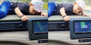 Child Sleeps on Dashboard of Maruti Ertiga