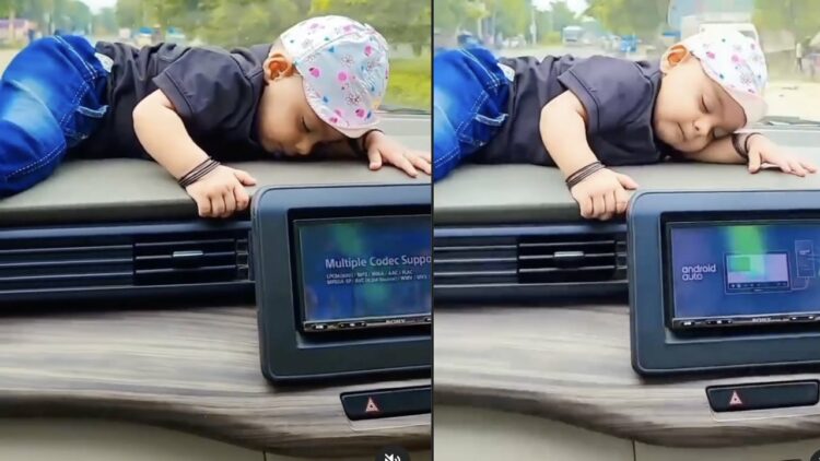 Child Sleeps on Dashboard of Maruti Ertiga