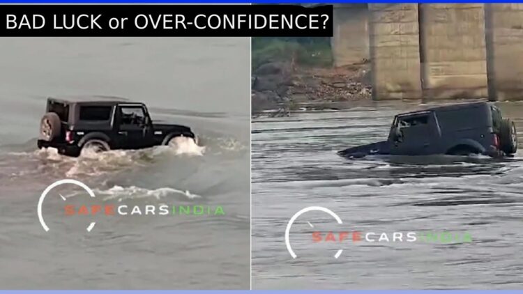 Mahindra Thar off Roading Gone Wrong Stuck in River