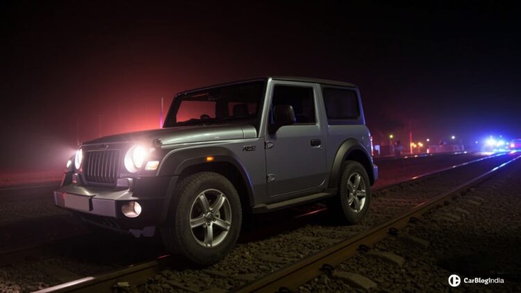 Mahindra Thar on Railway Track As Train Approaches