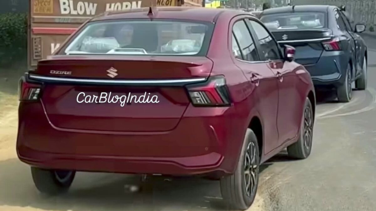 New Generation 2025 Maruti Dzire Rear Three Quarters