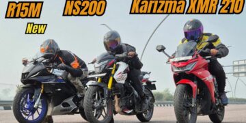 Hero Karizma XMR vs Yamaha R15M vs Bajaj Pulsar NS200 Drag Race