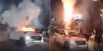 Man Bursts Firecrackers from Sunroof of Hyundai Alcazar