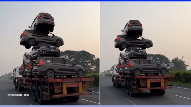 Maruti Ertiga Mpvs Stacked Upon Each Other