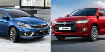 New Maruti Dzire vs Maruti Ciaz Specs Price Design Dimensions Safety Comparison