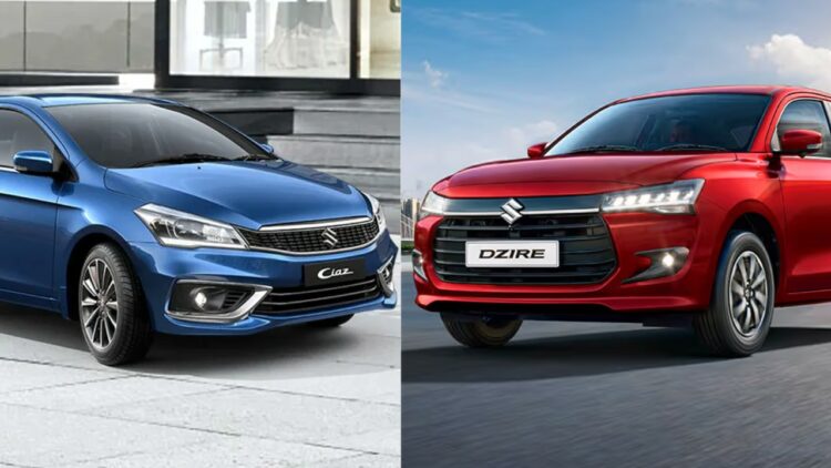 New Maruti Dzire Vs Maruti Ciaz Specs Price Design Dimensions Safety Comparison