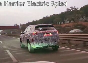 Tata Harrier EV Spied Rear Three Quarters-2