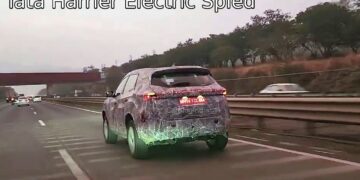 Tata Harrier EV Spied Rear Three Quarters-2