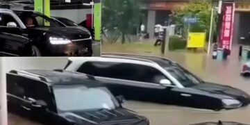 Huawei M9 Chinese Car Drives Itself Away from Flood Waters