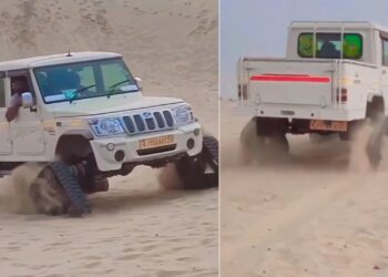 Mahindra Camper Pickup with Tank Tracks