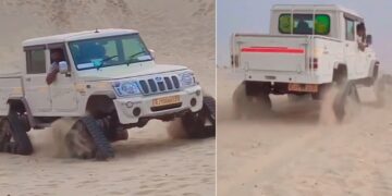 Mahindra Camper Pickup with Tank Tracks