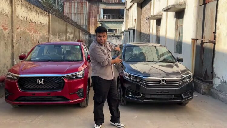 New Honda Amaze Parked Alongside Old Model