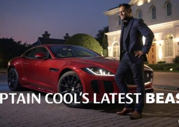 MS Dhoni Seen Driving Jaguar F-Type V8 Supercar