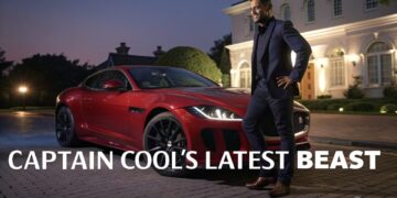 MS Dhoni Seen Driving Jaguar F-Type V8 Supercar