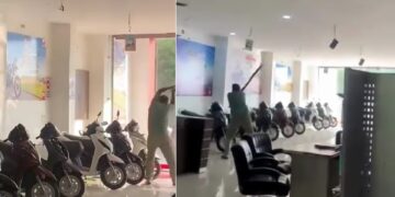 Man Damages Brothers Two wheeler Showroom