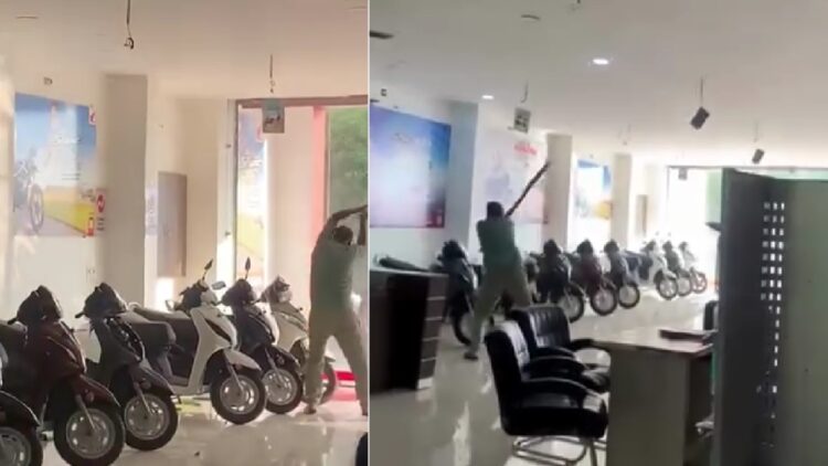 Man Damages Brothers Two wheeler Showroom