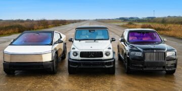 Tesla Cybertruck v Rolls Royce Cullinan v Mercedes AMG G63 Drag Race