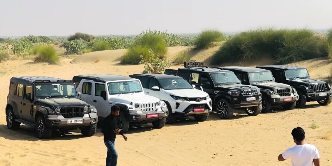 Toyota Legender V Mahindra Thar Roxx V Thar 3 door V Scorpio Off roading on Sand Dunes