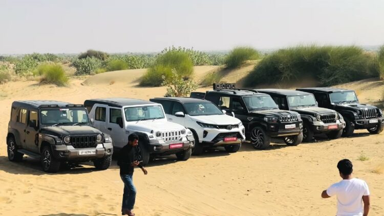 Toyota Legender V Mahindra Thar Roxx V Thar 3 door V Scorpio Off roading on Sand Dunes