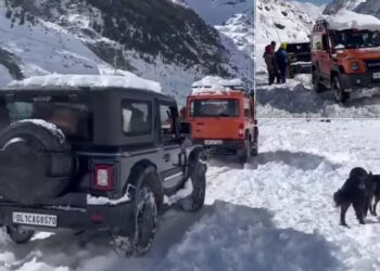 Force Gurkha Rescues Mahindra Thar in Snow